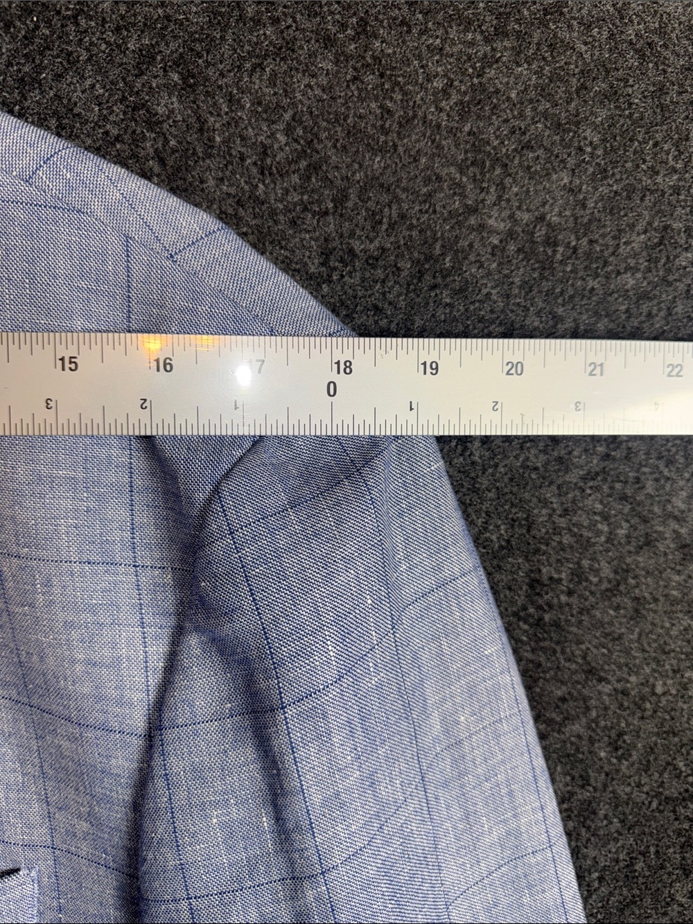 Jos. A. Bank 1905 Tailored Fit Blue Linen Wool Plaid Sport Coat Blazer 44R - Picture 9 of 13